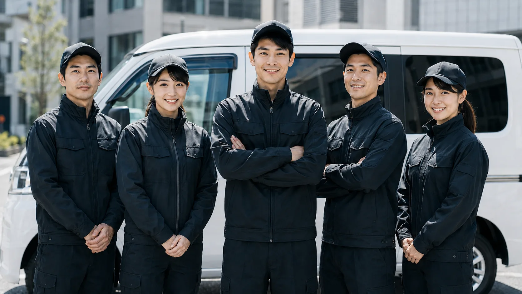 CLoREドライバー5名が車両の前に並ぶ集合写真